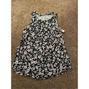 Old Navy Women's Floral Swing Tank Top Black Size S Sleeveless